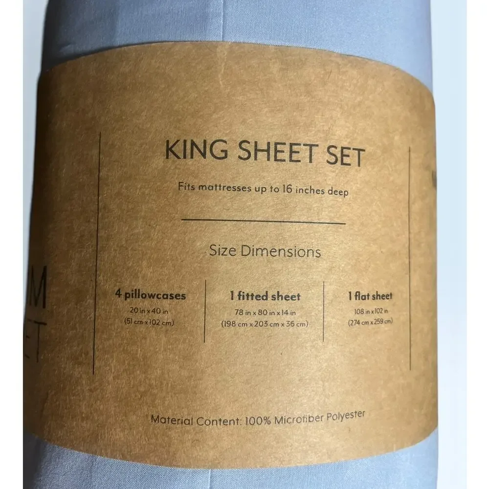 Premium 6 Pc King Sheet Set Microfiber Light Blue Ultrasoft Hypoallergenic New